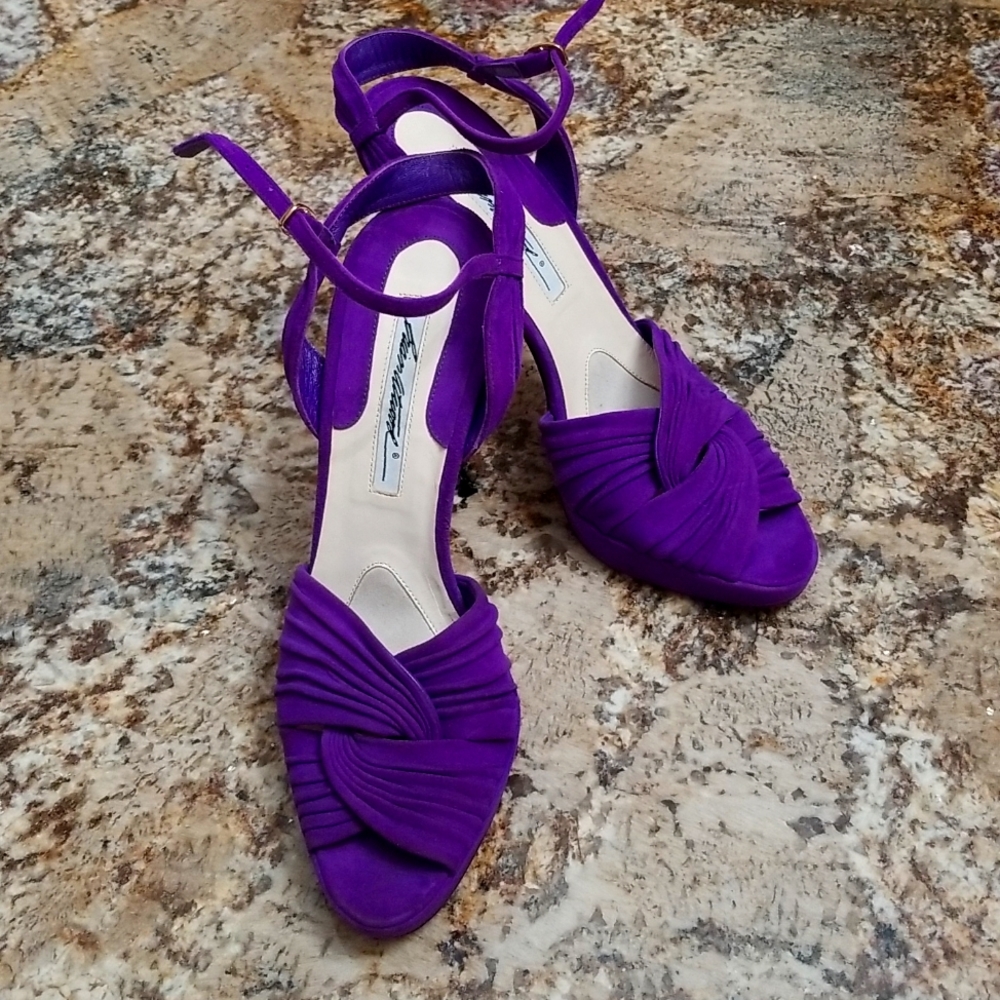 Brian Atwood Purple Pleated Suede Heels, Brand NEW